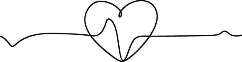 Simple Heartbeat One Line Drawing Symbolizing Love and Connection vector