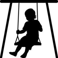 Silhouette of Child on Swing Illustrating Childhood Joy and Playful Innocence vector