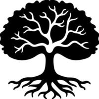 Tree of Life Silhouette with Branches and Roots Symbolizing Growth and Stability vector