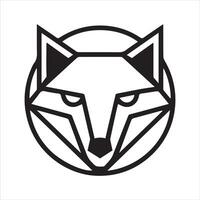Fox head icon minimal outline illustration for web design vector