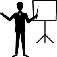 Business Presentation Silhouette Man with Pointer and Projector Screen Illustration vector