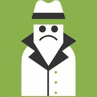 Mysterious Detective in Green Hat and Coat Sad Expression Art vector