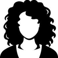 Female Silhouette with Curly Hair Minimalist Illustration for Profile Avatars vector