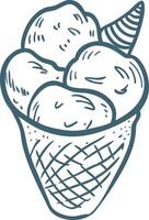 Hand Drawn Ice Cream Cone Illustration for Summer Design vector