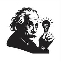 Albert Einstein Pencil Sketch Highlighting His Work as a Great Scientist and Mathematician in Labs vector