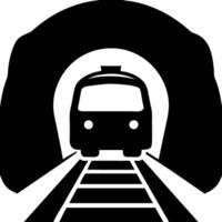 Train Entering Tunnel with Railway Tracks Silhouette Illustration vector