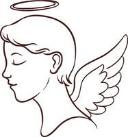 Angelic Halo Winged Figure Side Profile Illustration for Spiritual and Religious Themes vector