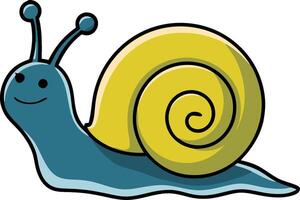 Cute Cartoon Snail with Yellow Spiral Shell Illustration for Fun Educational Use vector