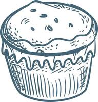 Hand Drawn Cupcake Illustration Dessert Sketch Art Bakery Design vector