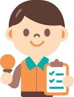 Cartoon Character Holding Clipboard and Microphone for Event or Survey Concept vector