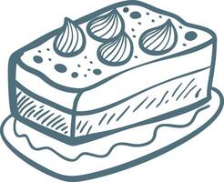 Hand Drawn Slice of Cake with Frosting and Plate for Bakery Design vector