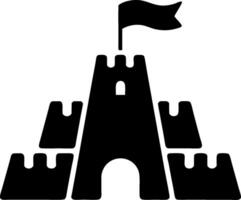 Sandcastle Silhouette with Flag for Beach Fun and Summer Themes vector