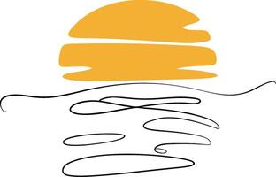 Minimalist Sun Setting Over Ocean with Simple Abstract Lines Art vector