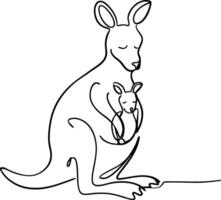 Minimalist Kangaroo with Joey Line Art Illustration for Wildlife and Family Themes vector