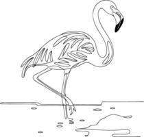 Minimalist Flamingo Line Drawing Art for Modern Design Projects vector