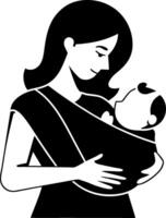 Mother Holding Baby in Sling Illustration for Parenting and Family Design vector