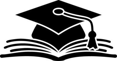 Graduation Cap on Open Book Education Learning Knowledge Symbol vector