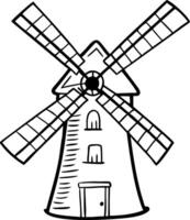 Hand Drawn Windmill Illustration for Rural and Environmental Concepts vector