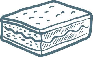 Hand Drawn Illustration of Layered Cake Dessert with Frosting and Layers vector