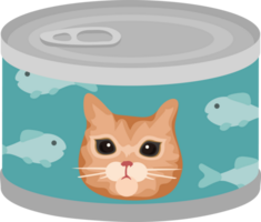 Illustration of Cat Food Can with Fish Design png