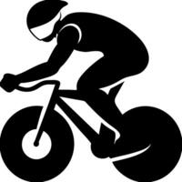 Silhouette Cyclist Racing on Modern Bicycle in Dynamic Motion Pose vector