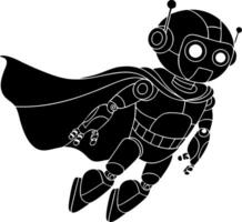 Futuristic Superhero Robot Design with Cape in Art Style vector
