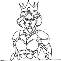 Elegant Queen Portrait in Continuous Line Art Illustration vector
