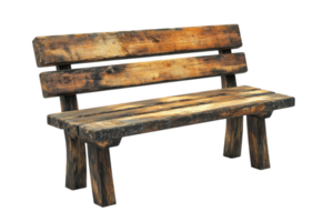 Rustic wooden bench perfect for outdoor lounging in gardens or parks during sunny days png