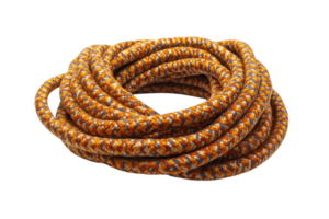 Colorful braided rope coiled neatly ready for various tasks and uses in outdoor activities and crafts png