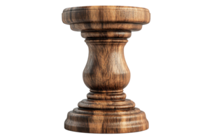 Elegant wooden pedestal showcasing intricate craftsmanship with rich textures and natural finish png