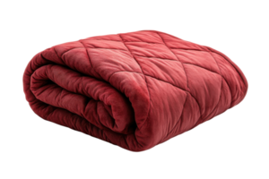 Cozy red blanket rolled neatly on a clean surface ready for use during chilly nights or casual lounging at home png