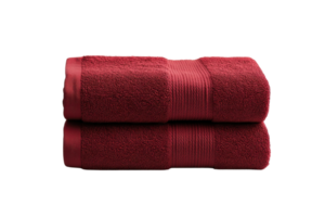 Soft red towels stacked neatly in a minimalist style showcase elegance in a bathroom setting, perfect for a spa experience png