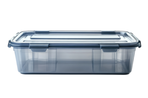 Clear storage container with a secure lid for organizing various items at home or office png