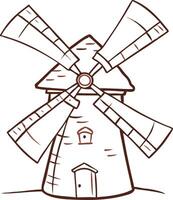 Vintage Windmill Illustration with Rotating Blades Design vector