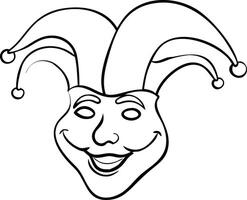 Jester Mask Black Outline Illustration for Carnival and Festive Design vector