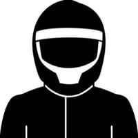 Black Silhouette Motorcycle Racer Helmet and Suit Illustration vector
