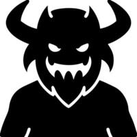 Fierce Demon Silhouette with Horns and Sharp Features Illustration for Halloween Graphics vector
