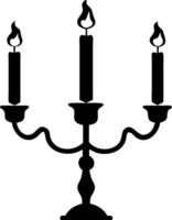 Elegant Three-Arm Candelabra Silhouette with Burning Candles Design vector