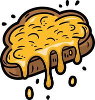 Melting Cheese on Toast Cartoon Art for Food Illustration and Design Projects vector