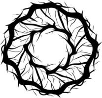 Intricate Black Thorn Circle Design for Nature and Abstract Art Use vector