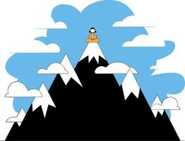 Meditation on Mountain Peak Amid Clouds and Snowy Peaks for Tranquility and Mindfulness Concept vector