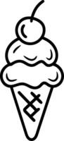 Ice Cream Cone with Cherry Topping Illustration for Dessert Designs vector