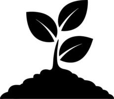 Minimalist Silhouette of Seedling Growth in Soil Illustration vector