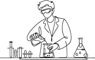 Laboratory Scientist Performing Experiment with Test Tubes and Beaker Illustration vector