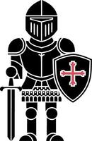 Medieval Knight in Armor with Shield and Sword Illustration vector
