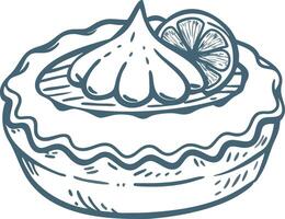 Lemon Pie Illustration with Whipped Cream Topping for Culinary Design Inspiration vector