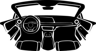 Modern Car Interior Silhouette with Convertible Top and Dashboard Design vector