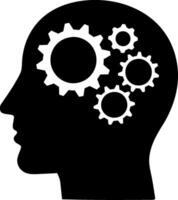 Human Head with Gears Symbolizing Thinking and Innovation in Format vector