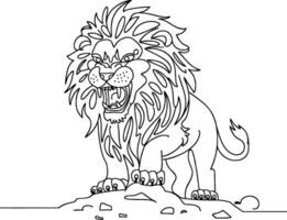 Majestic Roaring Lion Outline for Illustrative Design Use vector
