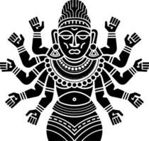 Intricate Multi-Armed Tribal Goddess Design for Cultural Projects vector